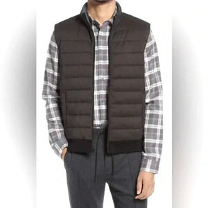 Vince NWT men’s puffer vest wool back sz. MED . Quiet luxury minimalist preppy